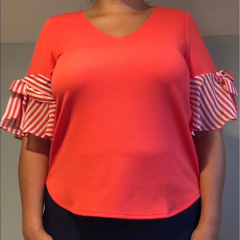 New York&Company Pink+White Blouse